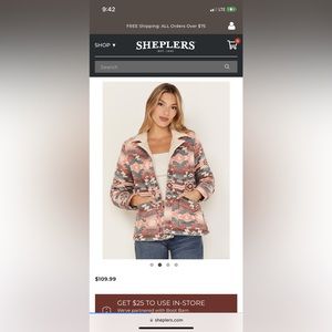 Wrangler Women’s Aztec Southwest Pinks and Blues Coat Sherpa Lined Used XXXL